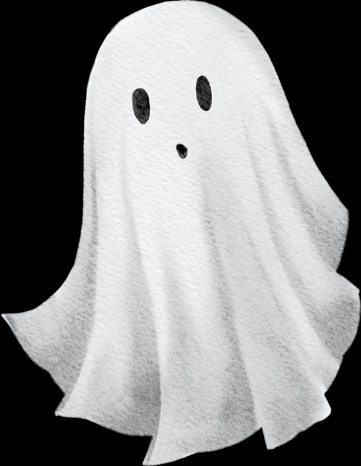 A ghost under a draped sheet, drifting off.